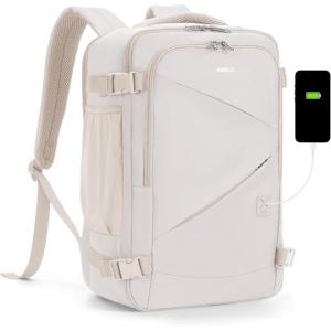 imageECOHUB Carry On Travel Backpack Expandable Airlines Personal Item Bag 18x14x8 Water Resistant 17 inch Laptop Backpack Flight Approved 12 Pockets 30L Work Backpacks with Wet Pocket ampamp Cable SlotWhite