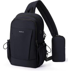 imageECOHUB Crossbody Bags for Women Men AntiTheft RFID Blocking Roomy Sling Backpack with Sturdy SBS Zippers Water Resistant Chest Shoulder Bag Daypack with 9 Pockets Travel Work Hiking BlackBlack