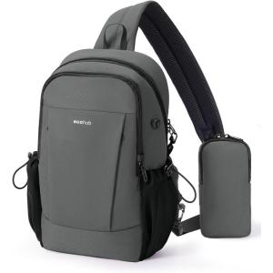 imageECOHUB Crossbody Bags for Women Men AntiTheft RFID Blocking Roomy Sling Backpack with Sturdy SBS Zippers Water Resistant Chest Shoulder Bag Daypack with 9 Pockets Travel Work Hiking BlackGrey