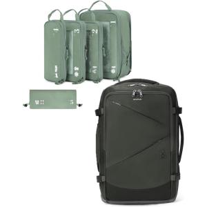 imageECOHUB Expandable Travel 17inch Laptop Backpack with 5 Set Compression Packing Cubes