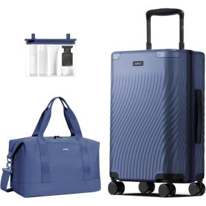 imageECOHUB Hardside Expandable Carry On Luggage 20quot Rolling Luggage 22x14x9 Airline Approved with Spinner Wheels ampamp TSA Lock Lightweight Small Hardshell Travel Suitcase Valises 20inch Carryon BlackBlue