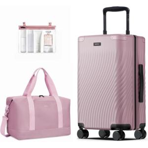 imageECOHUB Hardside Expandable Carry On Luggage 20quot Rolling Luggage 22x14x9 Airline Approved with Spinner Wheels ampamp TSA Lock Lightweight Small Hardshell Travel Suitcase Valises 20inch Carryon BlackPink