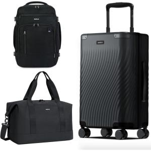 imageECOHUB Hardside Expandable Carry On Luggage Set and Travel Backpack 18quot Airline Approved Personal Item Bag