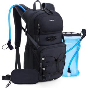 imageECOHUB Hydration Backpack for Men Women 20L Lightweight Hiking Daypack Cycling Backpack with 2L Water Bladder Insulated Hydration Pack with Waist PackBlack