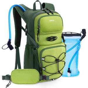 imageECOHUB Hydration Backpack for Men Women 20L Lightweight Hiking Daypack Cycling Backpack with 2L Water Bladder Insulated Hydration Pack with Waist PackGreen