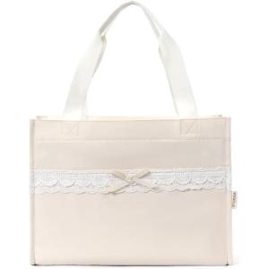 imageECOHUB Lace Bows Canvas Tote Bag for Women Suitable for Birthday Beach Wedding HoneymoonBeige  Polyester  20l