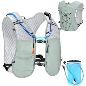 imageECOHUB Running Hydration Vest BackpackLightweight Breathable Pack with 2L Water Bladder Bag Daypack for Hiking Trail Running Cycling Race Marathon for Women MenGreen