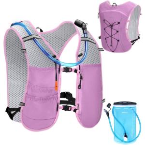 imageECOHUB Running Hydration Vest BackpackLightweight Breathable Pack with 2L Water Bladder Bag Daypack for Hiking Trail Running Cycling Race Marathon for Women MenPink
