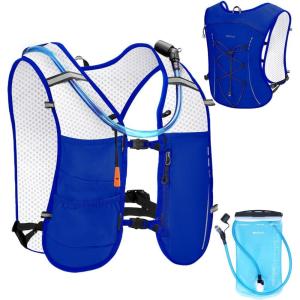 imageECOHUB Running Hydration Vest BackpackLightweight Breathable Pack with 2L Water Bladder Bag Daypack for Hiking Trail Running Cycling Race Marathon for Women MenBlue