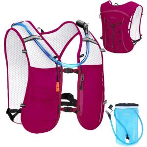 imageECOHUB Running Hydration Vest BackpackLightweight Breathable Pack with 2L Water Bladder Bag Daypack for Hiking Trail Running Cycling Race Marathon for Women MenRed