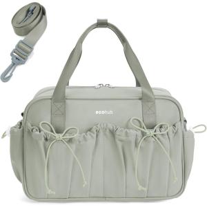 imageECOHUB Small Gym Bag for Women Mini Gym Duffle Bag with Wet Compartment Bowknot Sports Bag Cute Gym Tote Bag Dance Yoga Workout Travel Bags BlackGreen