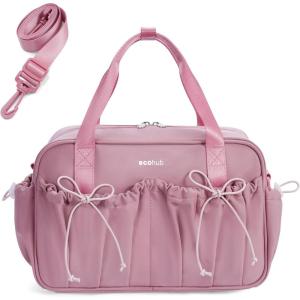 imageECOHUB Small Gym Bag for Women Mini Gym Duffle Bag with Wet Compartment Bowknot Sports Bag Cute Gym Tote Bag Dance Yoga Workout Travel Bags BlackPink