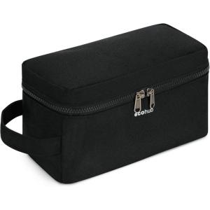 imageECOHUB Toiletry Bag for Men Travel Dopp Kit Water Resistant Small Shaving Kit Wash Bag Toiletry Organizer for Traveling Separate Dry Wet ampamp Toothbrush Pocket Wide Open Black2Black2