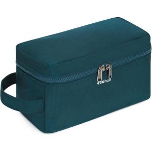 imageECOHUB Toiletry Bag for Men Travel Dopp Kit Water Resistant Small Shaving Kit Wash Bag Toiletry Organizer for Traveling Separate Dry Wet ampamp Toothbrush Pocket Wide Open Black2Green2