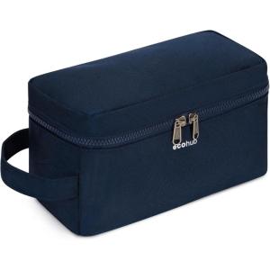 imageECOHUB Toiletry Bag for Men Travel Dopp Kit Water Resistant Small Shaving Kit Wash Bag Toiletry Organizer for Traveling Separate Dry Wet ampamp Toothbrush Pocket Wide Open Black2Blue2