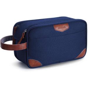 imageECOHUB Toiletry Bag for Men Travel Essentials Toiletries Bag WaterResistant Shaving Dopp Kit WideOpen Dual Zipper Cosmetic Makeup Organizer Bag Fit Full Size Toiletries BlackNavy Blue