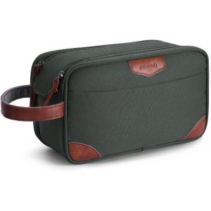 imageECOHUB Toiletry Bag for Men Travel Essentials Toiletries Bag WaterResistant Shaving Dopp Kit WideOpen Dual Zipper Cosmetic Makeup Organizer Bag Fit Full Size Toiletries BlackArmy Green