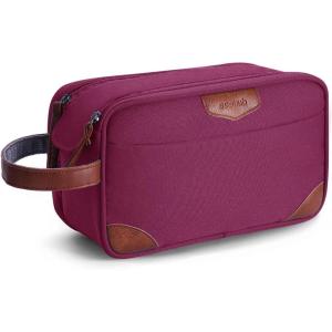 imageECOHUB Toiletry Bag for Men Travel Essentials Toiletries Bag WaterResistant Shaving Dopp Kit WideOpen Dual Zipper Cosmetic Makeup Organizer Bag Fit Full Size Toiletries BlackRed