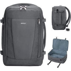 imageECOHUB Travel Backpack 18x14x8 Spirit Airlines Personal Item Bag Carry On Backpack 13 Pockets Large Work Casual Daypack for men Airline Approved Waterproof Gym Backpack with Charging Port Light GreyGrey