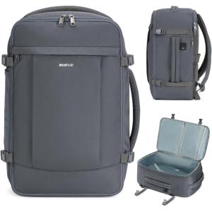 imageECOHUB Travel Backpack for Men Women Carry on Backpack with USB Charging Hole Spirit Airlines Personal Item Bag Flight Approved 156 Inch Laptop Backpack with Anti Theft Pockets 30L Blue GreenGrey