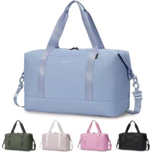 imageECOHUB Travel Duffel Bag Water Resistant Weekender Bag Carry On Bags for Women Sport Gym Bags for Men Hospital Bag for Labor and Delivery Overnight Bag Luggage Bag with Trolley Sleeve 30L Grayish BlueGrayish Blue