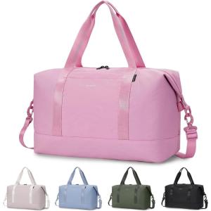 imageECOHUB Travel Duffel Bag Water Resistant Weekender Bag Carry On Bags for Women Sport Gym Bags for Men Hospital Bag for Labor and Delivery Overnight Bag Luggage Bag with Trolley Sleeve 30L Grayish BluePink