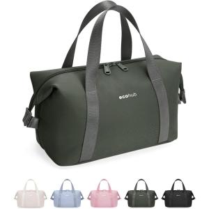 imageECOHUB Travel Toiletry Bag for Women Waterresistant Makeup Bag Lightweight Cosmetic Bag Travel Essentials Toiletries Bag Recycled Makeup Organizer for FullSized Toiletries BeigeArmy Green