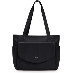 imageECOHUB Tote Bag for Women with RFID Pocket ampamp Laptop Compartment ampamp Cup Holder ampamp Luggage Sleeve for Work Travel College CasualBlack