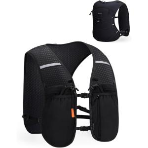 imageECOHUB Running Hydration Vest Backpack Lightweight Breathable Hydration Pack Bag Daypack for Hiking Trail Cycling Race Marathon Water Backpack Vest for Women MenBlack