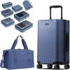imageECOHUB Hardside Expandable Carry On Luggage 2 Set and Packing Cubes 7 Set TearResistant Packing Cubes Blue
