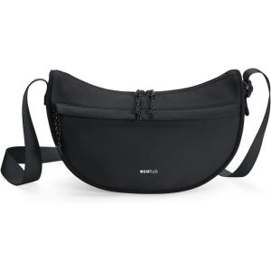 imageECOHUB Crossbody Bags for Women Men Crossbody Purse with Adjustable Strap Structured Crescent Shoulder BagBlack