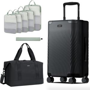 imageECOHUB Hardside Expandable Carry On Luggage 2 Set and Compression Packing Cubes for Travel 6 Set
