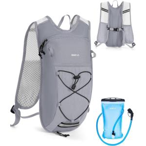 imageECOHUB Hydration Backpack with 2L Water Bladder Lightweight Running Hydration Pack for Men Women Breathable Hiking Cycling Backpack for Outdoor Sports Marathon TravelGrey