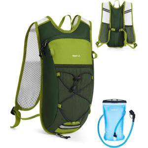 imageECOHUB Hydration Backpack with 2L Water Bladder Lightweight Running Hydration Pack for Men Women Breathable Hiking Cycling Backpack for Outdoor Sports Marathon TravelGreen