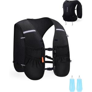 imageECOHUB Running Hydration Vest Backpack with 2500ML Soft Flask Lightweight Trail Running Pack for Men Women Adjustable No Bounce Hydration Backpack for Marathon Hiking CyclingBlack