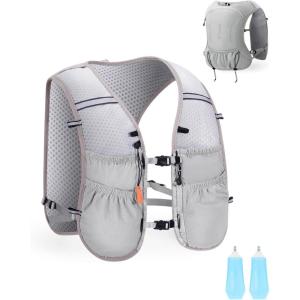 imageECOHUB Running Hydration Vest Backpack with 2500ML Soft Flask Lightweight Trail Running Pack for Men Women Adjustable No Bounce Hydration Backpack for Marathon Hiking CyclingGrey