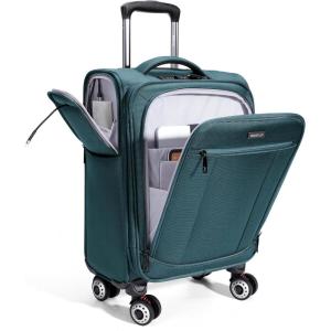 imageECOHUB Carry On Luggage Airline Approved 20 Inch Softside Carry On Suitcase with Spring ShockAbsorbing Spinner Wheels Lightweight Travel Luggage with TSA Lock 22x14x9 CarryOn BagTurquoise