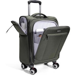 imageECOHUB Carry On Luggage Airline Approved 20 Inch Softside Carry On Suitcase with Spring ShockAbsorbing Spinner Wheels Lightweight Travel Luggage with TSA Lock 22x14x9 CarryOn BagGreen