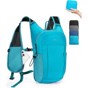 imageECOHUB 15L Lightweight Packable Hiking Backpack for Travel Small Daypack with Chest Strap amp Phone Pocket Water Resistant Foldable Backpack for Men WomenPacific Teal