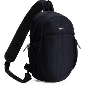 imageECOHUB Crossbody Bags for Men with RFID AntiTheft Lightweight Travel Hiking Sling Backpack Small Sports Shoulder Bag GreyBlack