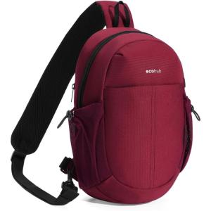 imageECOHUB Crossbody Bags for Men with RFID AntiTheft Lightweight Travel Hiking Sling Backpack Small Sports Shoulder Bag GreyRed