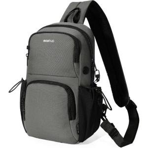 imageECOHUB Crossbody Bags for Women Men AntiTheft RFID Blocking Sling Backpack Water Resistant Chest Shoulder Daypack RedGrey