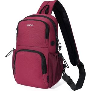 imageECOHUB Crossbody Bags for Women Men AntiTheft RFID Blocking Sling Backpack Water Resistant Chest Shoulder Daypack RedRed
