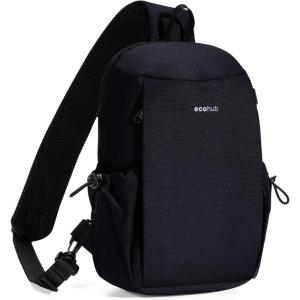imageECOHUB Sling Bag for Women Men Anti Theft Crossbody Bags Travel Purses Anti Theft Crossbody Hiking Backpacking Packs BlackBlack