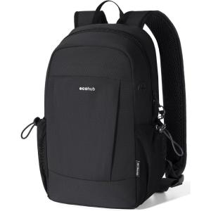 imageECOHUB Mini AntiTheft RFID Backpack for Women and Men WaterResistant Lightweight Travel Daypack with iPad Sleeve Key Holder 9 Pockets Daily Short Trips BlackBlack