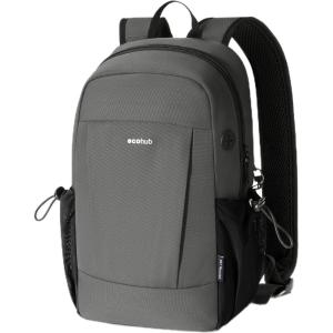 imageECOHUB Mini AntiTheft RFID Backpack for Women and Men WaterResistant Lightweight Travel Daypack with iPad Sleeve Key Holder 9 Pockets Daily Short Trips BlackGrey