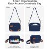imageECOHUB Crossbody Bag for Women Men Multi Pocket AntiTheft Travel Purse with RFID Blocking Oxford PU Shoulder BagNavy Blue