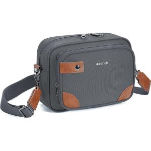 imageECOHUB Crossbody Bag for Women Men Multi Pocket AntiTheft Travel Purse with RFID Blocking Oxford PU Shoulder BagGrey