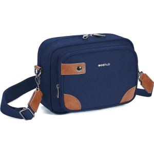 imageECOHUB Crossbody Bag for Women Men Multi Pocket AntiTheft Travel Purse with RFID Blocking Oxford PU Shoulder BagNavy Blue