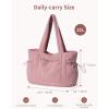 imageECOHUB Tote Bag for Women Work Tote Bags with Laptop Compartment Large Corduroy Tote Bag Shoulder Bag Handbag for TravelPink